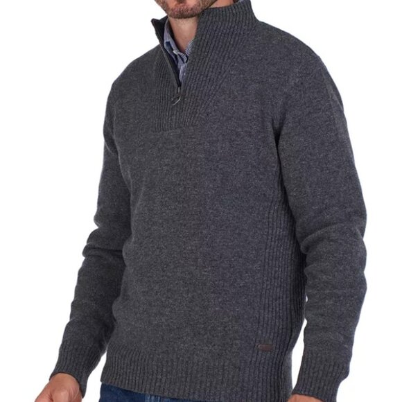 Barbour Men's Medium Black Essential 100% Wool Casual Quarter‎ Zip Knit Sweater - Picture 6 of 6